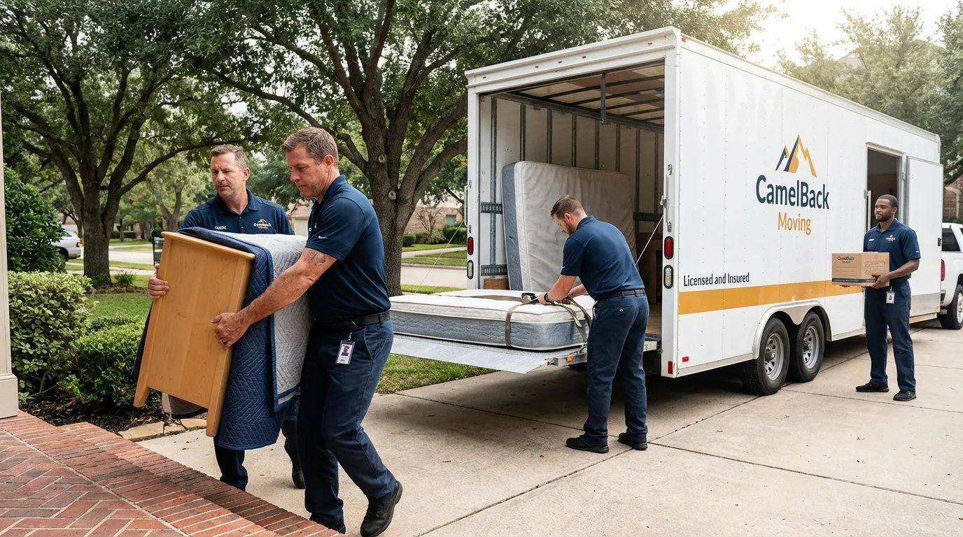 Crew loading residential truck for cross-state move from Red Bay, AL