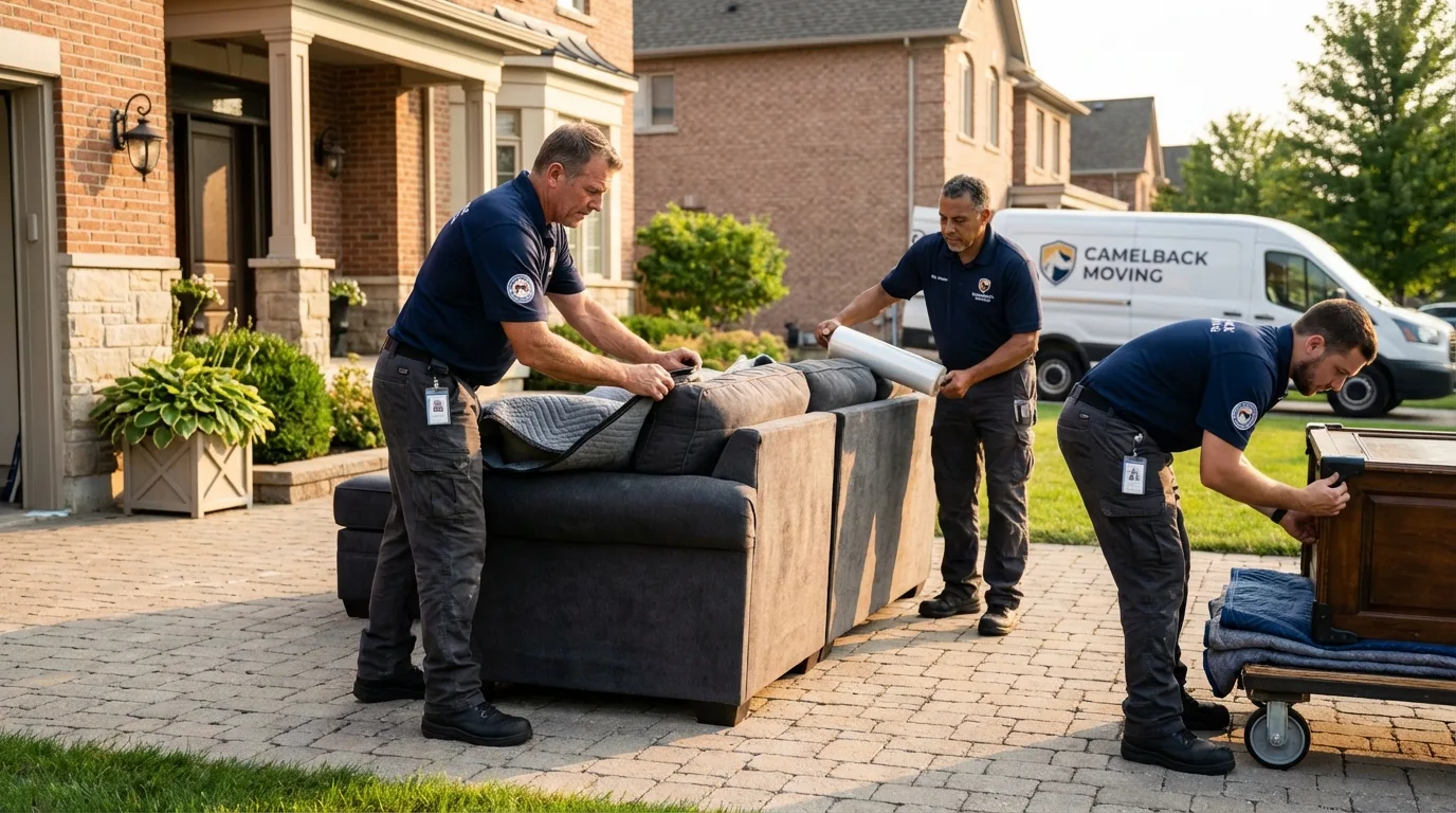 Large estate moving crew wrapping furniture in Red Bay, AL